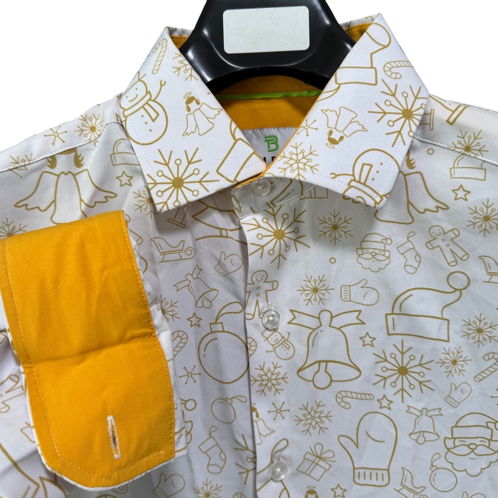 Tom Baine Slim Fit Men's M Christmas Holiday Performance Stretch Button Up Shirt